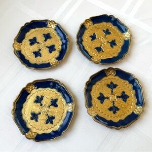 Vintage Blue and Gold Decorative Plates